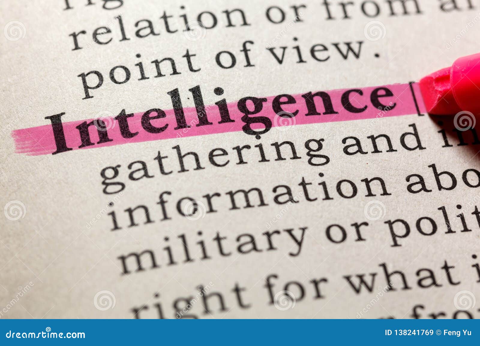 Definition of intelligence stock image. Image of text 138241769