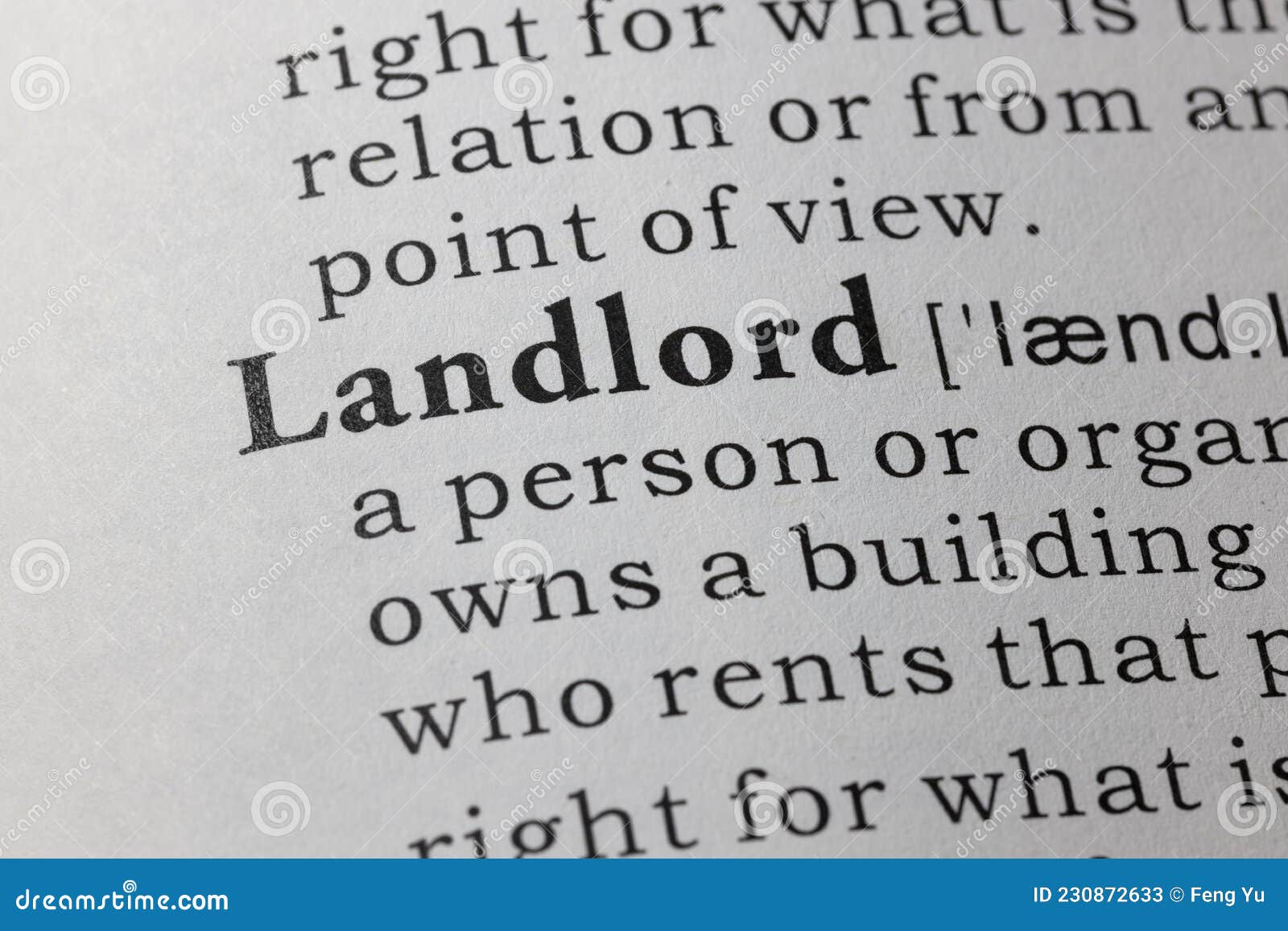 Definition of landlord stock image. Image of closeup 230872633