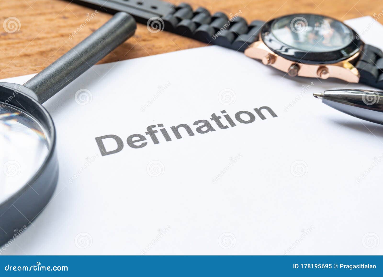 Definition Text Focus Word on White Paper and Pen Background Stock ...