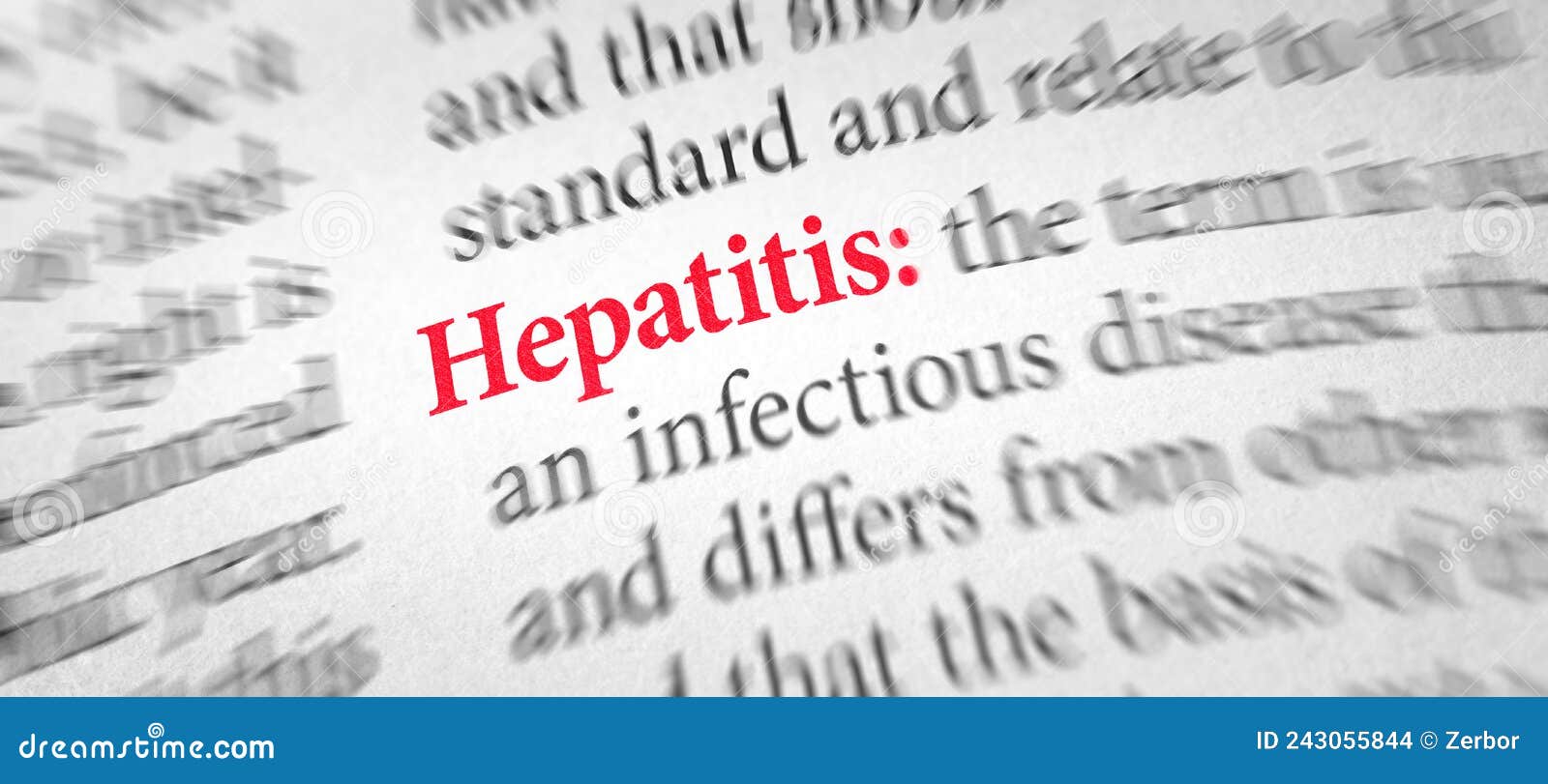 Definition of the Word Hepatitis in a Dictionary Stock Photo Image of