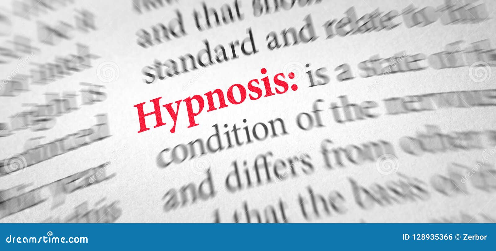 Definition of the Word Hypnosis in a Dictionary Stock Photo Image of
