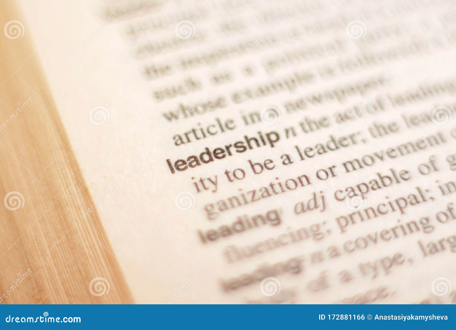 The Definition of the Word Leadership in Dictionary Stock Photo Image of print, closeup 172881166