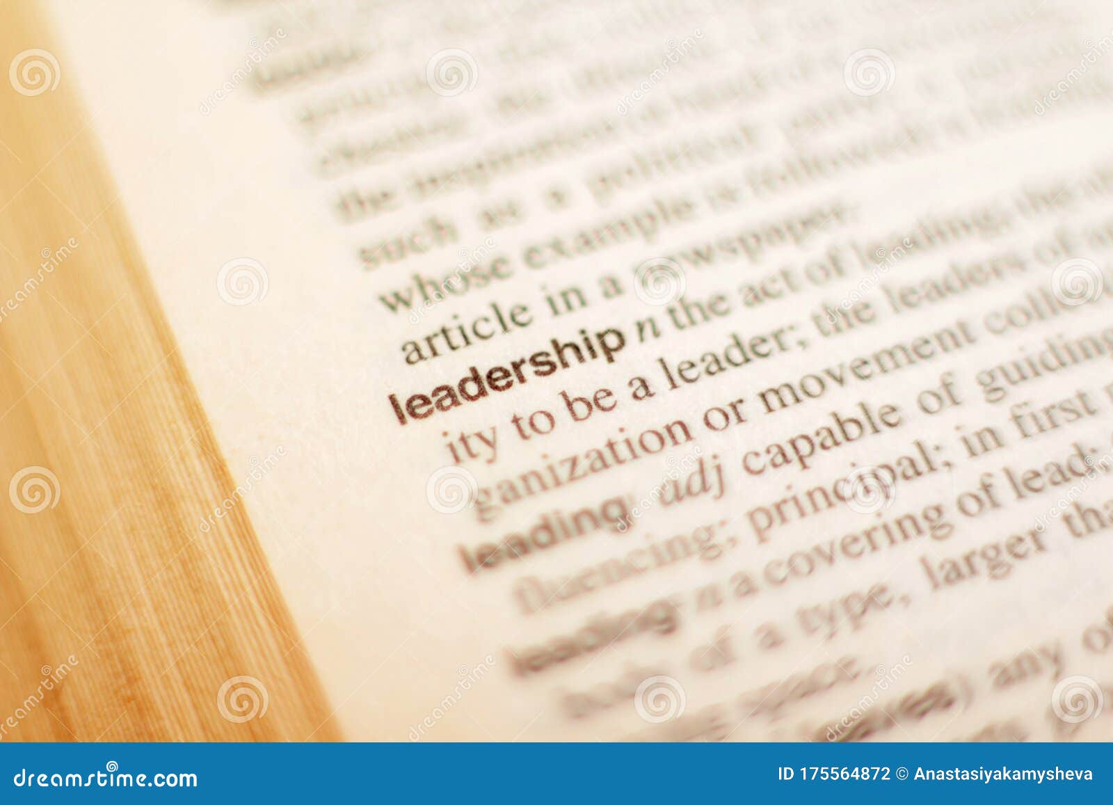 The Definition of the Word Leadership in Dictionary Stock Photo - Image