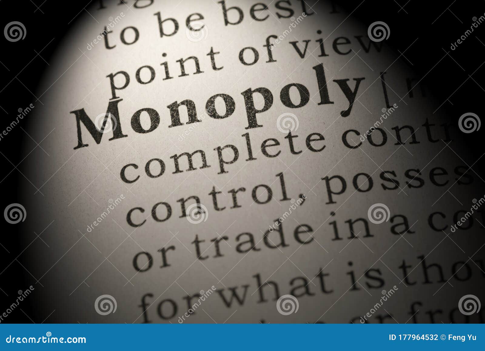 Definition of Word Monopoly Stock Photo Image of industry, closeup