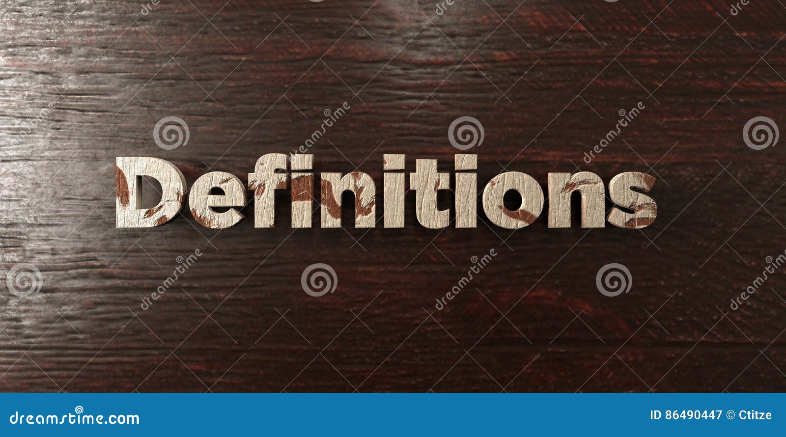 definitions - grungy wooden headline on maple - 3d rendered royalty free stock image
