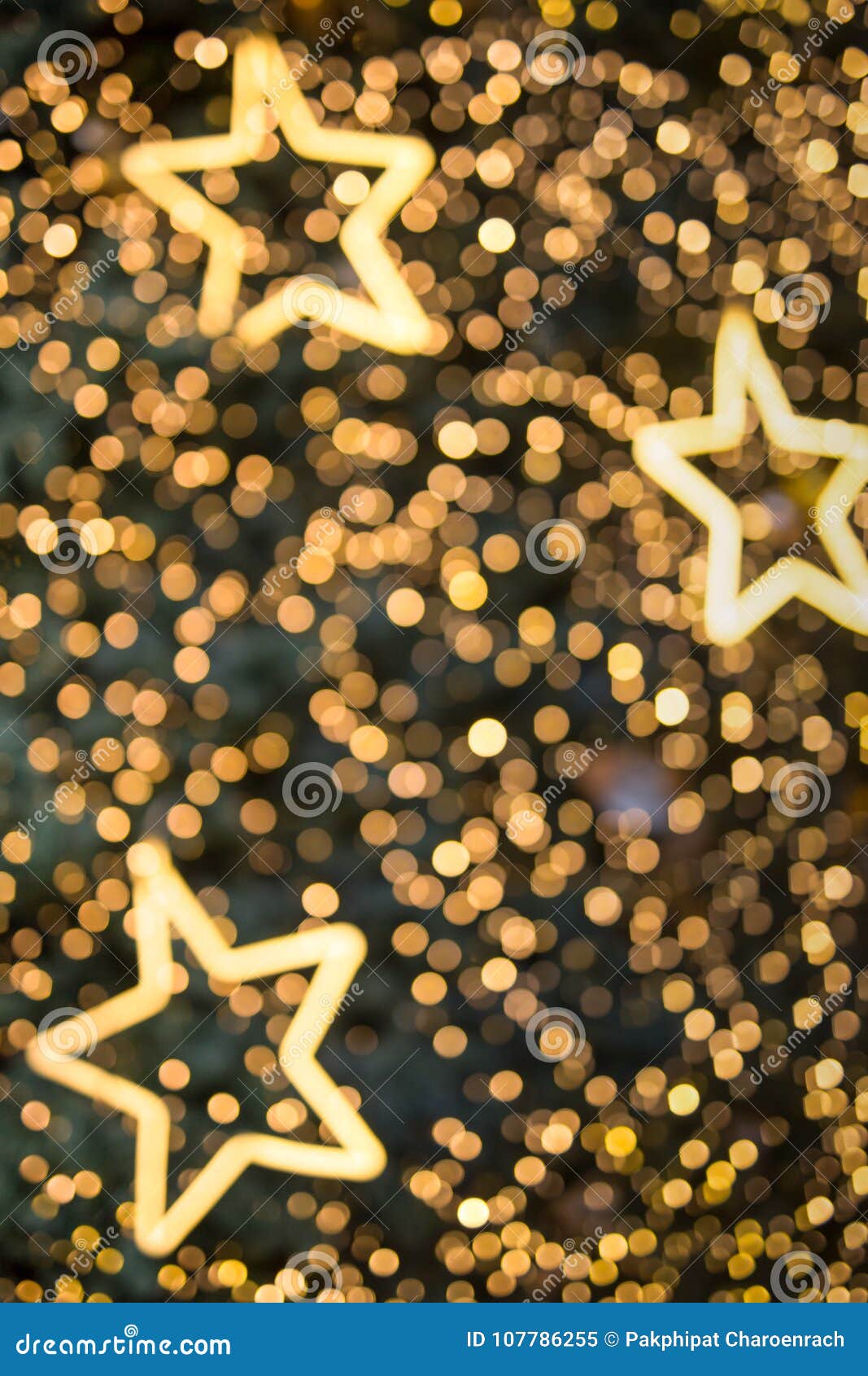 Defocused Bokeh and Star. Twinkling Light Warm Tone Bokeh Abstract ...