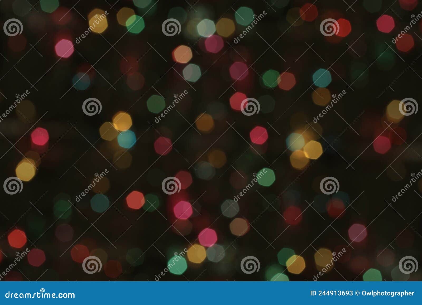 Defocused Colorful Lights on Black Background. Shooting at Night Stock