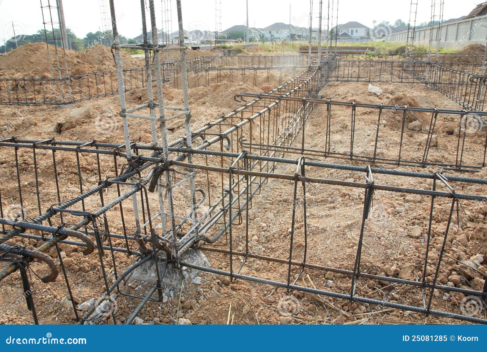 Deform Bar Steel Bars With Wire Rod Used In Foundation Footing Stock Image