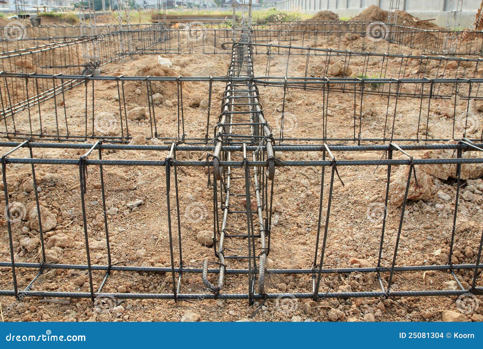 Deform Bar Steel Bars With Wire Rod Used In Foundation Footing Stock Image