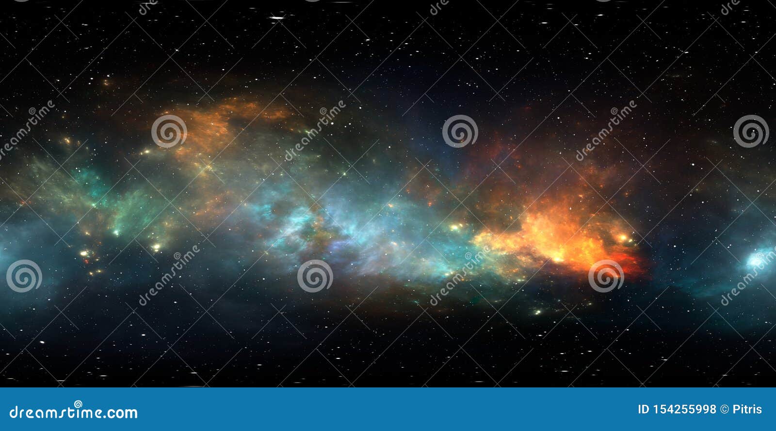 360 degree stellar system and gas nebula. panorama, environment 360 hdri map. equirectangular projection, spherical panorama
