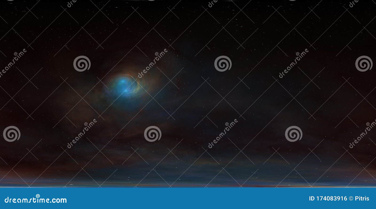 360 degree stellar system and glowing nebula. panorama, environment 360 hdri map. equirectangular projection, spherical panorama