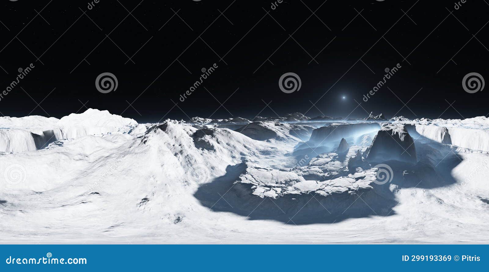 360 degree the surface of pluto with craters and a rugged landscape