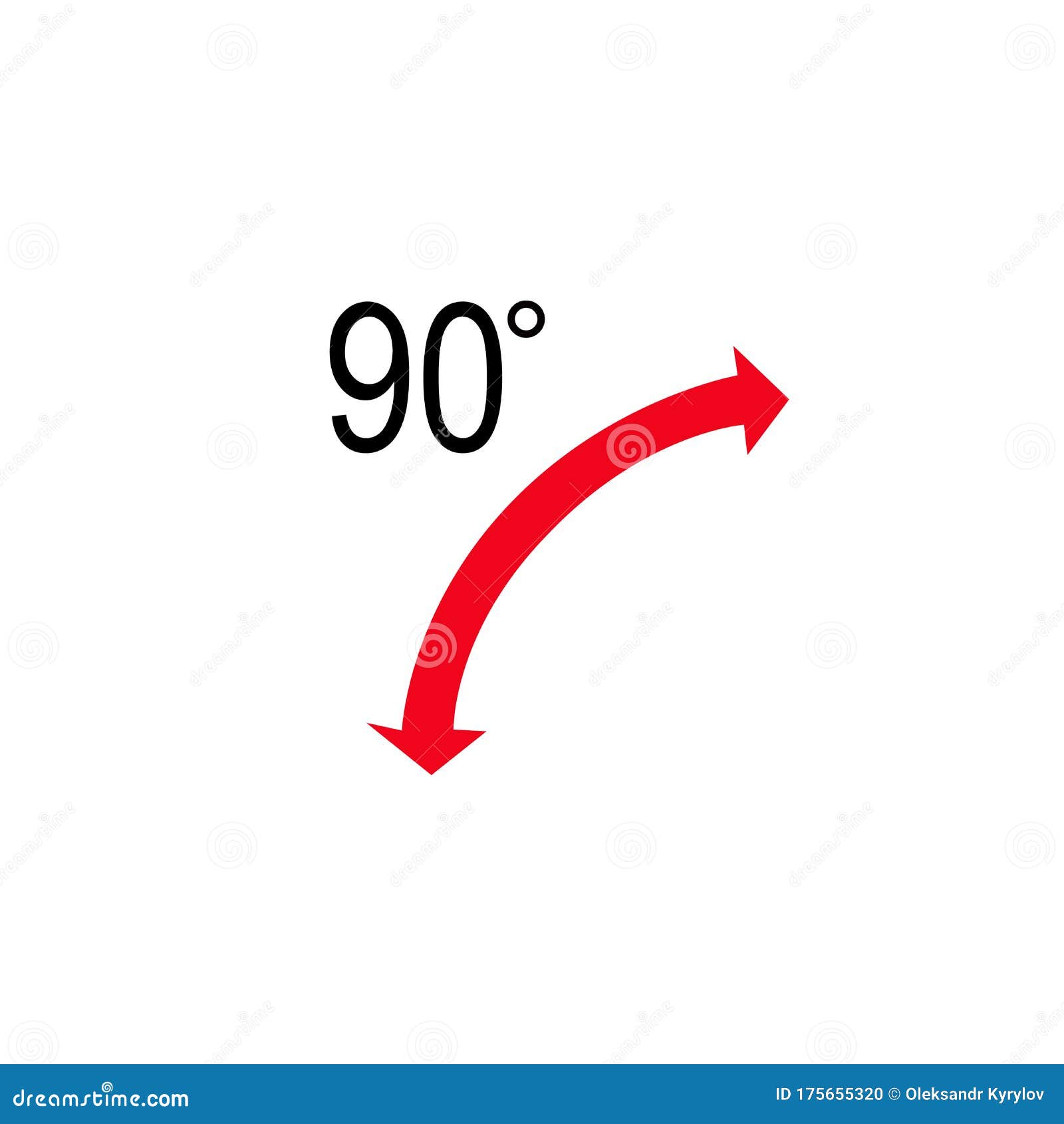 90 Degrees Angle with Arrows. Stock Vector Illustration Isolated on
