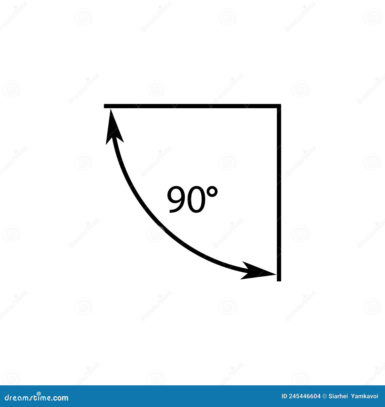 90 Degrees Angle Vector Icon. Right Angle Symbol with Arrow. Isolated
