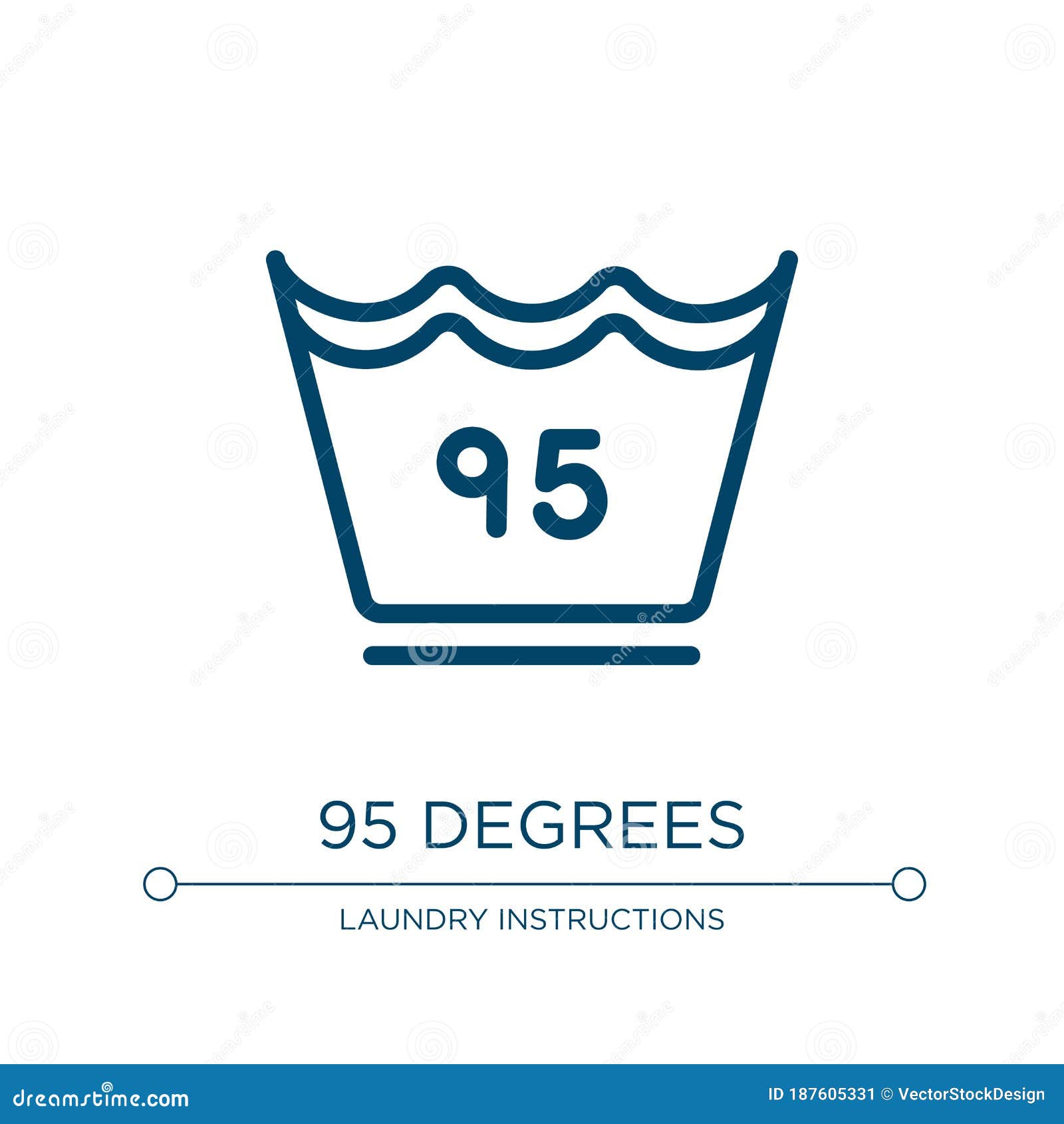 95 Degrees Icon. Linear Vector Illustration from Laundry Instructions