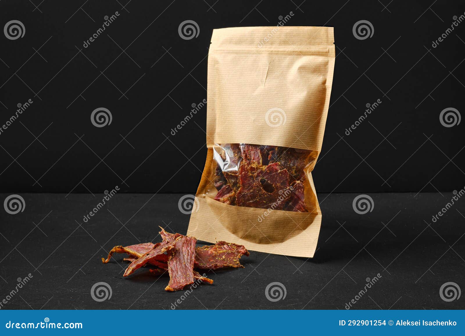 Dehydrated Lamb Jerky Meat in Paper Pack Stock Photo Image of slice