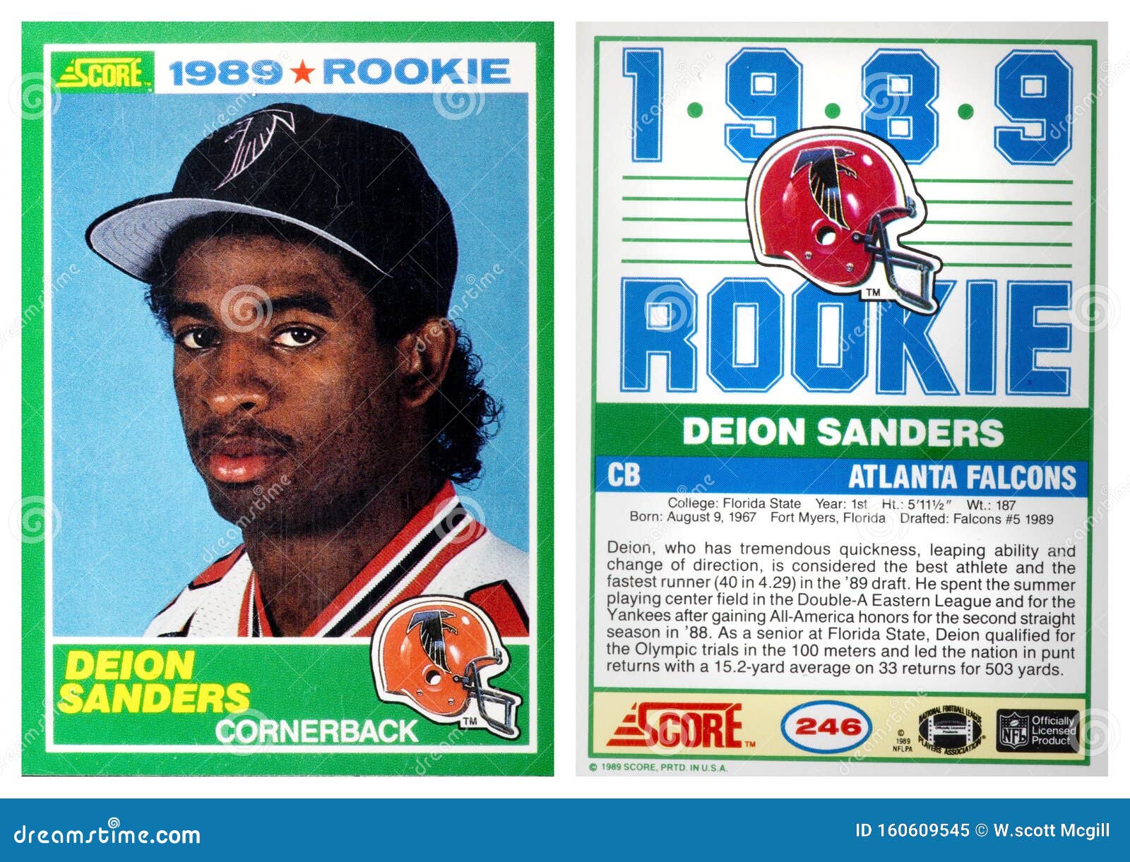 Deion Sanders Rookie Card from Score Card Editorial Image - Image of