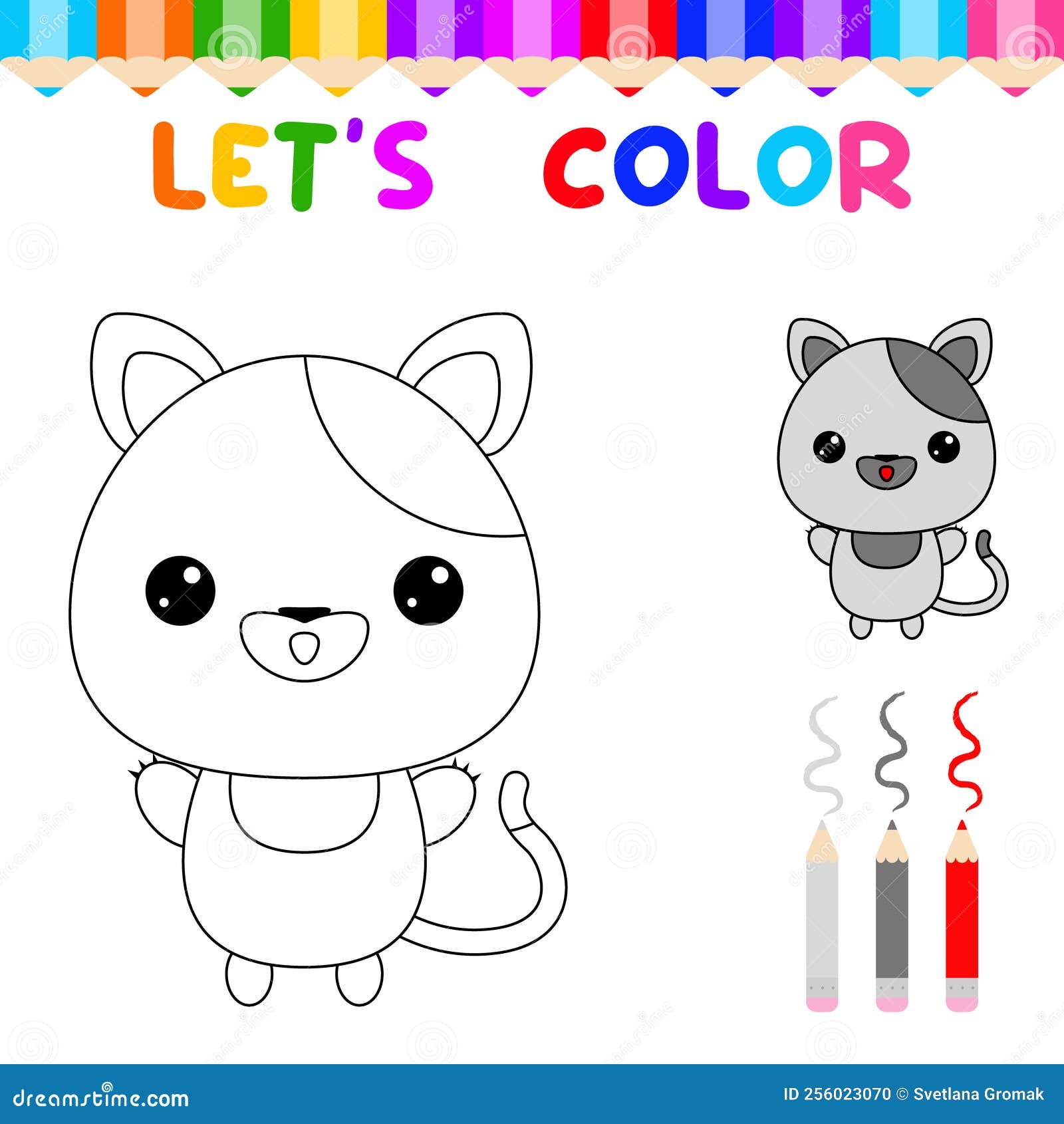 Deixa Colorir Animais Bonitos Colorido Livro Para Crianças Pequenas. Jogo  Educativo Para Crianças. Pintar O Gato Ilustração do Vetor - Ilustração de  colorido, infantil: 256023070