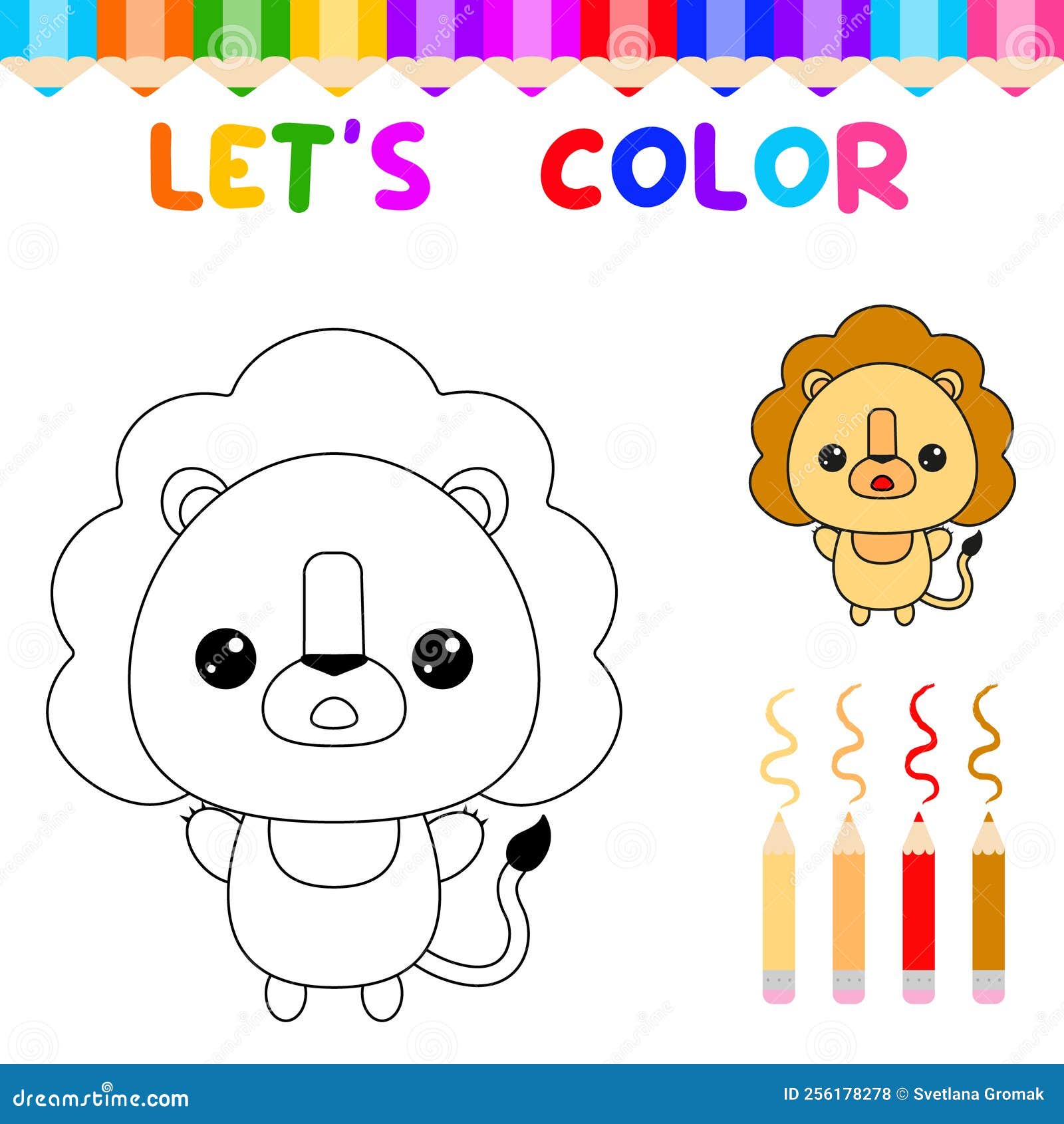 Deixa Colorir Animais Bonitos Colorido Livro Para Crianças Pequenas. Jogo  Educativo Para Crianças. Pintar O Leão Ilustração do Vetor - Ilustração de  mente, cérebro: 256178278