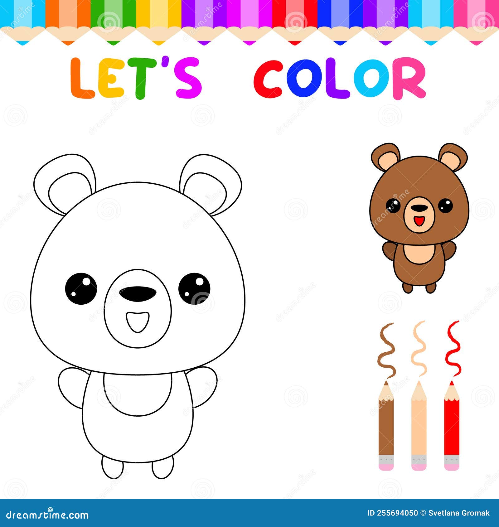 Deixa Colorir Animais Bonitos Colorido Livro Para Crianças Pequenas. Jogo  Educativo Para Crianças. Pintar O Urso Ilustração do Vetor - Ilustração de  cérebro, colorido: 255694050