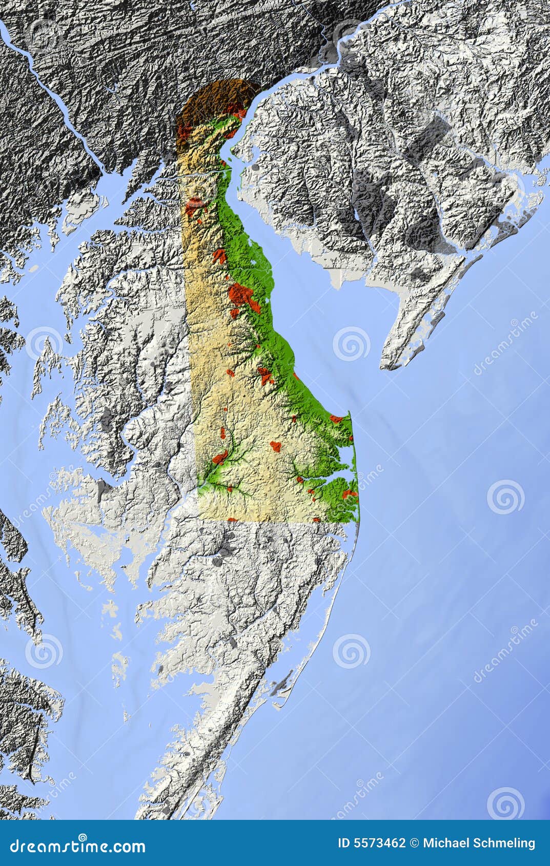 Delaware, Relief Map Stock Photography Image 5573462