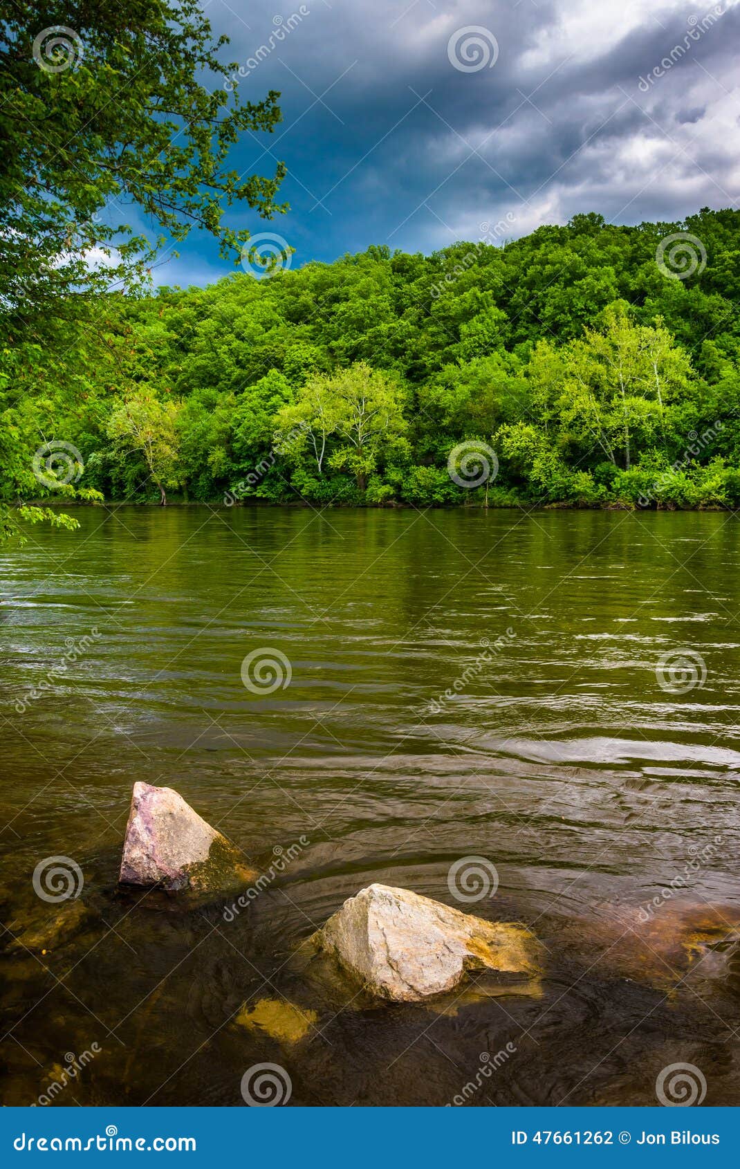 The Delaware River, North of Easton, Pennsylvania. Stock Photo Image