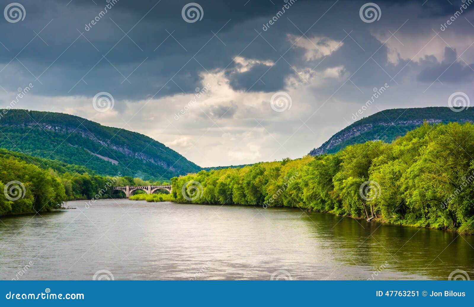 the delaware water gap and the delaware river seen from from a p