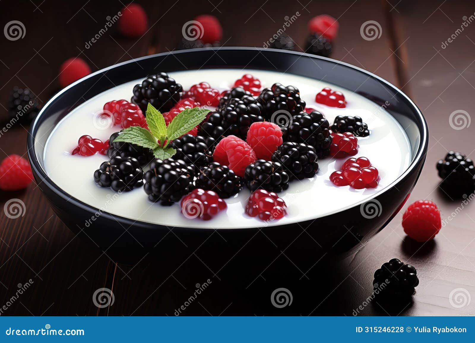delectable milk pudding berry. generate ai