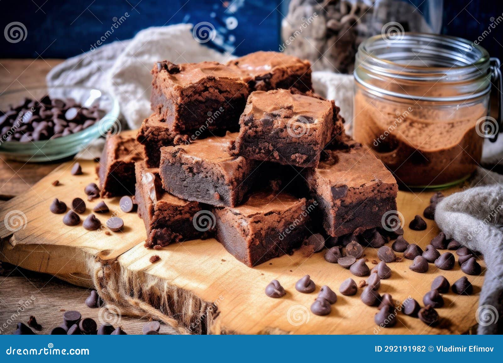 Delectable Spread of Brownies Arranged on Table Alongside Fresh Apples