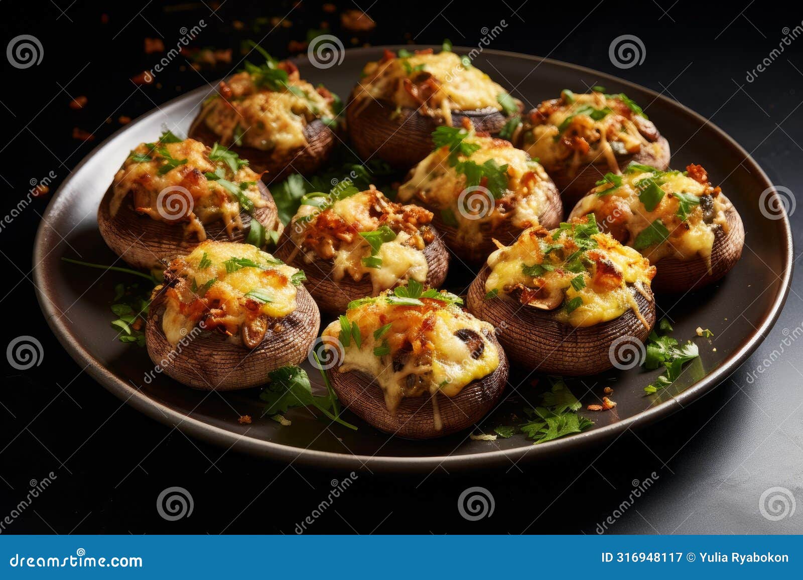 delectable stuffed mushrooms. generate ai