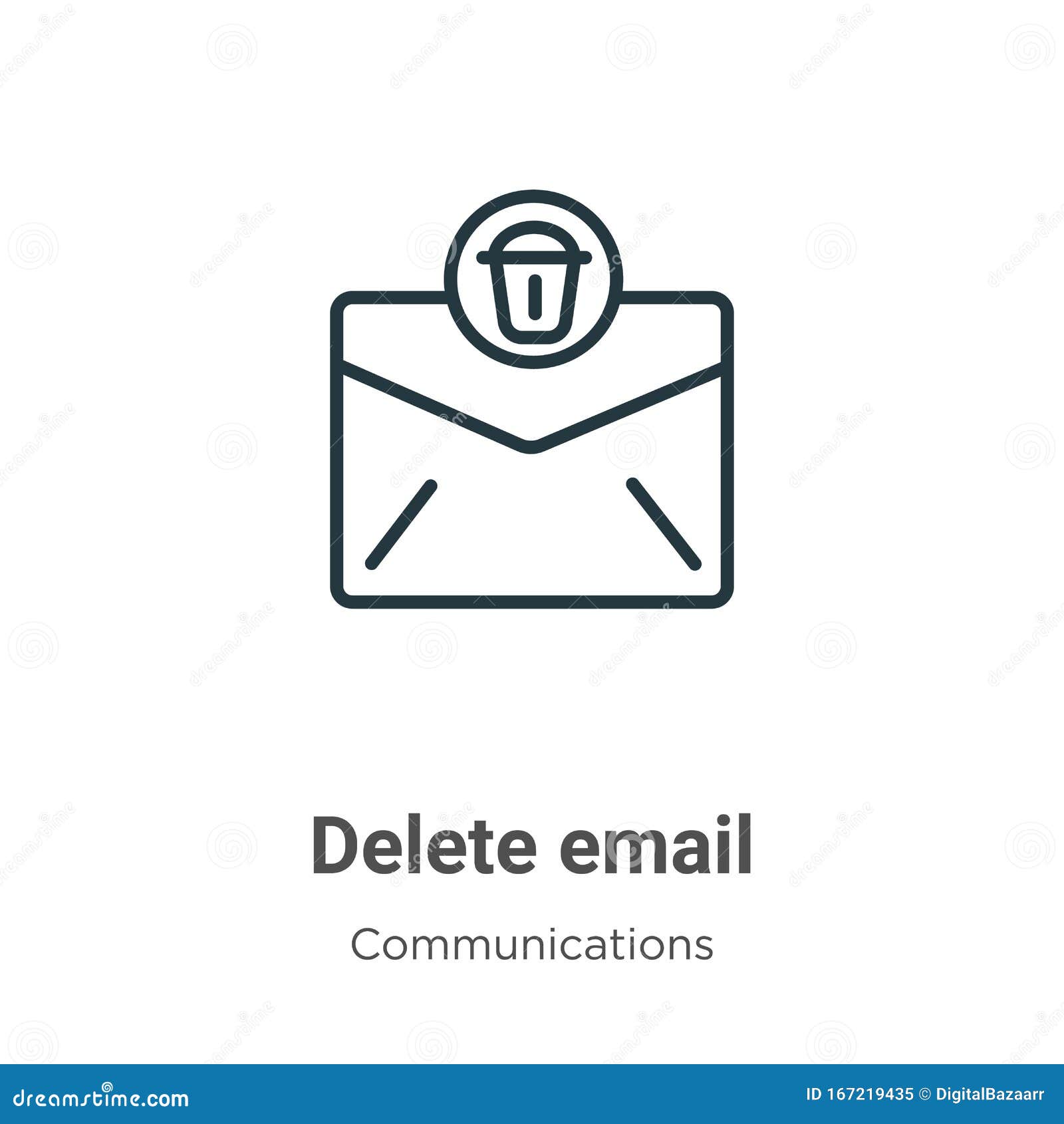 Delete Email Outline Vector Icon Thin Line Black Delete Email Icon