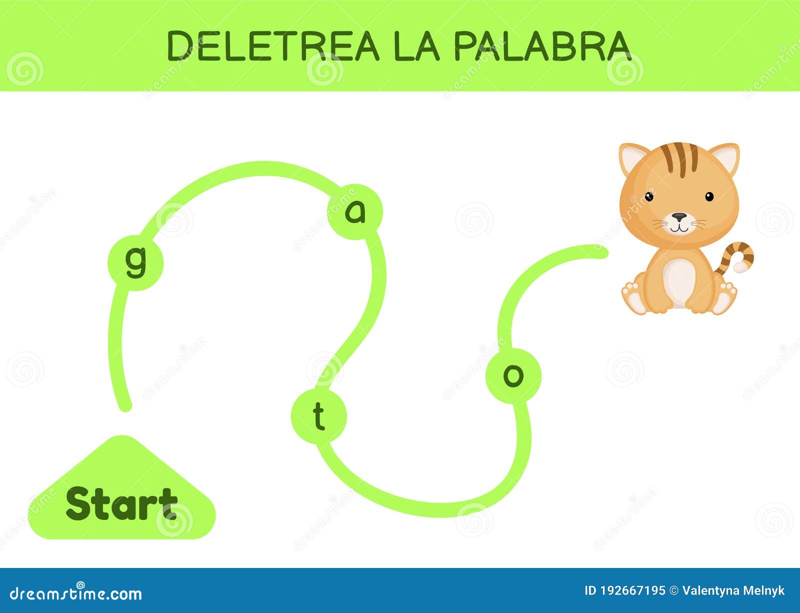 deletrea la palabra - spell the word. maze for kids. spelling word game template. learn to read word cat. activity page for study