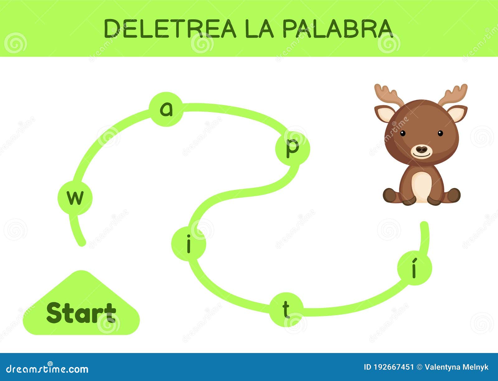 deletrea la palabra - spell the word. maze for kids. spelling word game template. learn to read word moose. activity page for