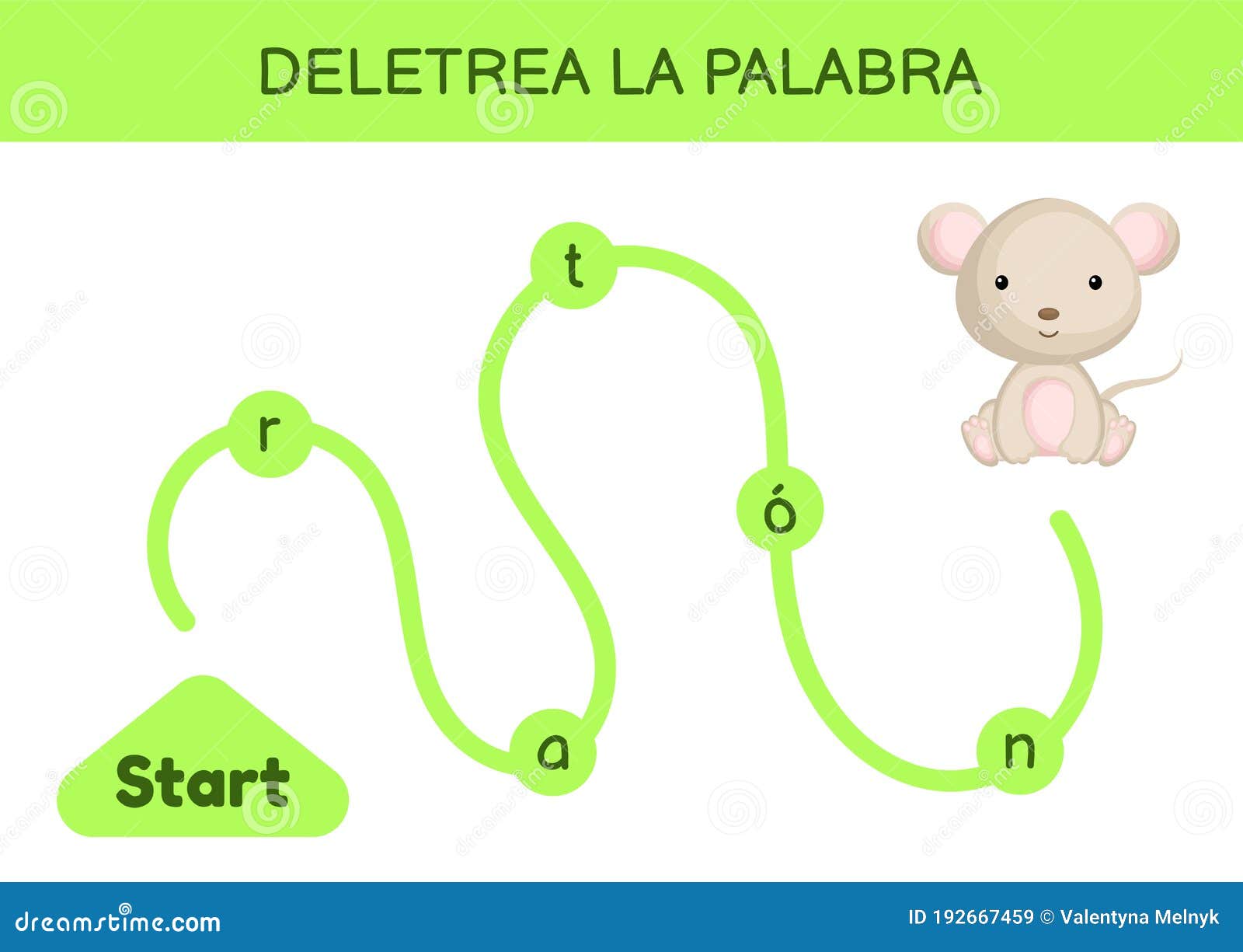 deletrea la palabra - spell the word. maze for kids. spelling word game template. learn to read word mouse. activity page for