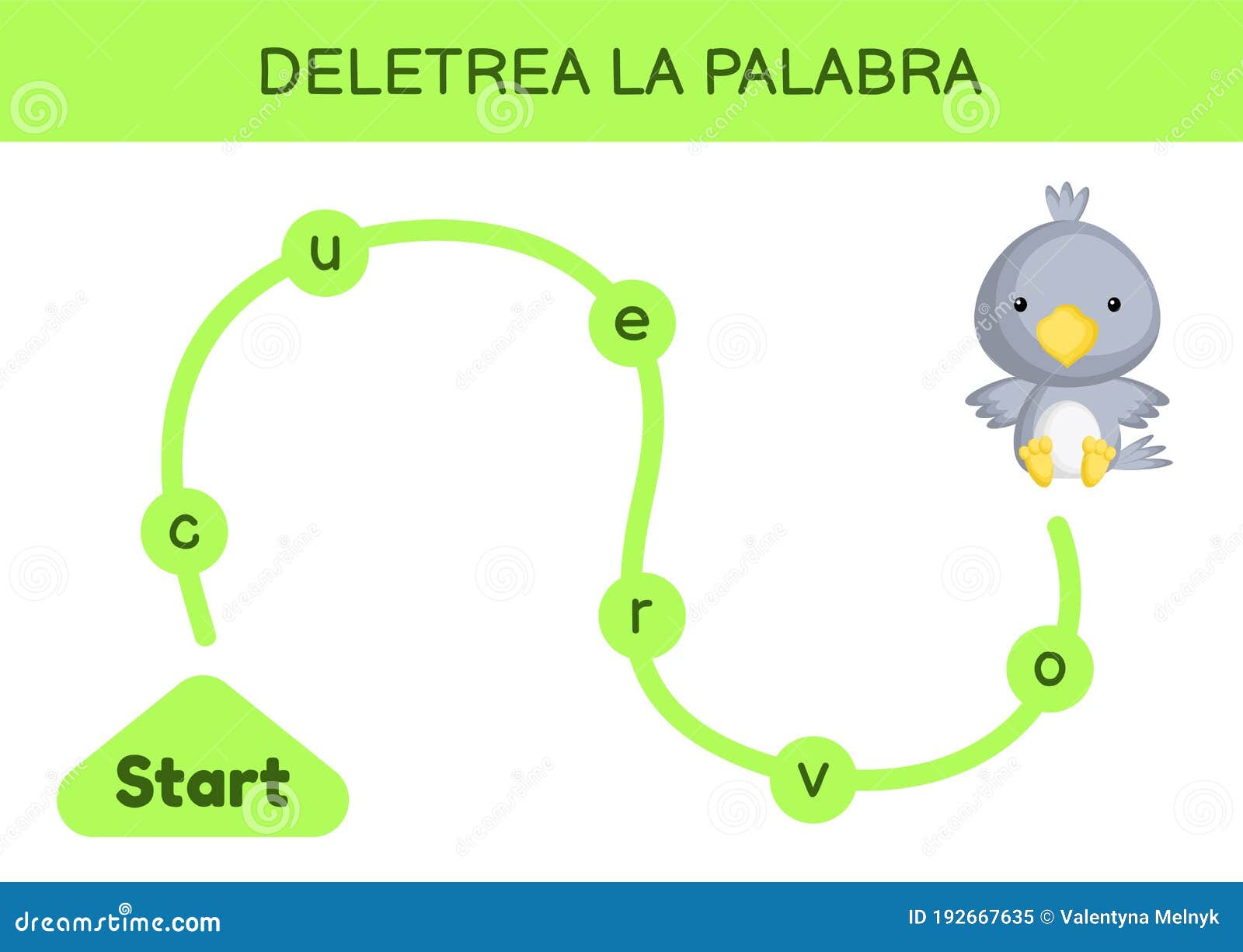 deletrea la palabra - spell the word. maze for kids. spelling word game template. learn to read word raven. activity page for