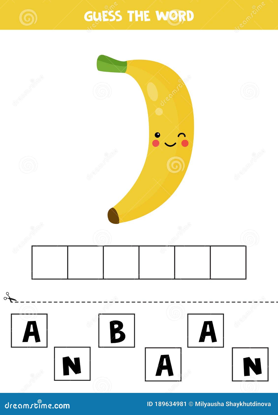 Deletrear La Palabra Banana. Juego Educativo Niños del - Ilustración de hallazgo, educativo: 189634981