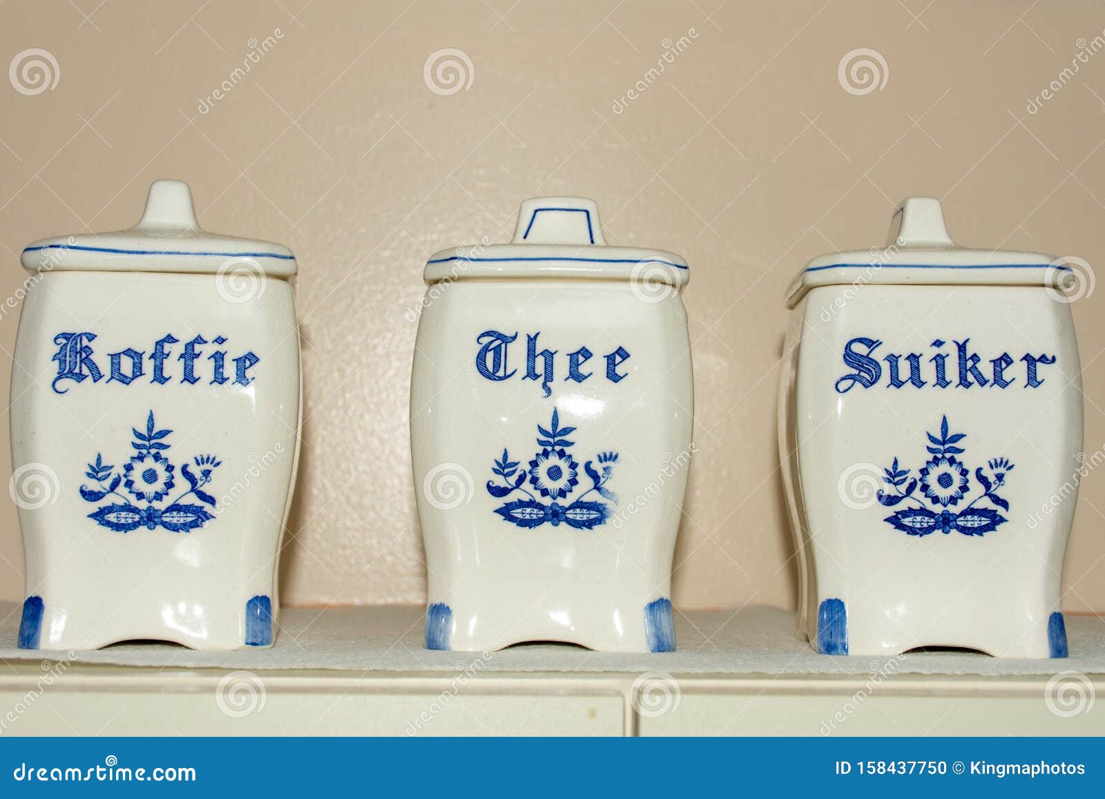Delft Blue Coffee, Tea, and Sugar Koffie, Thee, Suiker Containers. Famous Porcelain Souvenirs Holland/Netherlands. Isolated Photo - Image europe, dutch: 158437750