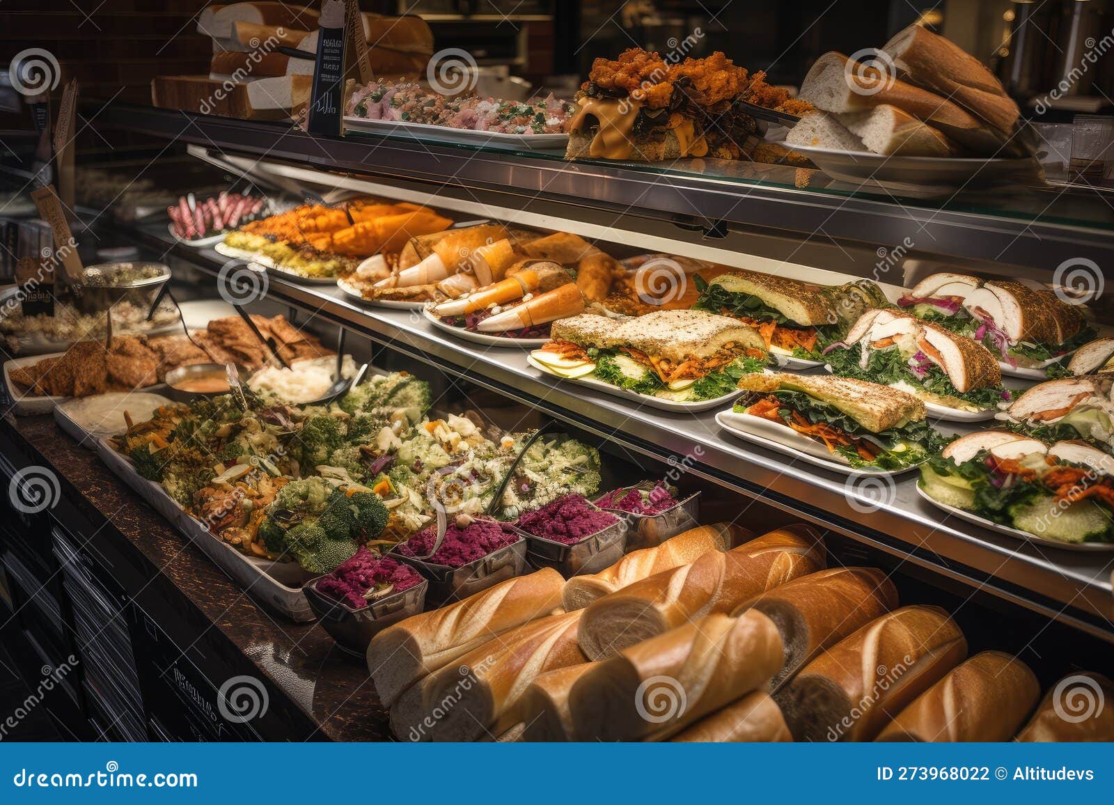 Deli Counter with Variety of Sandwiches, Wraps, and Salads Stock  Illustration - Illustration of appetizing, lunch: 273968022