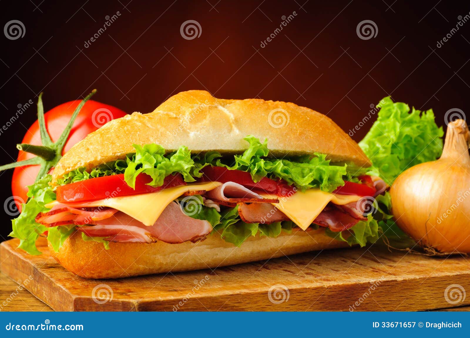 deli sub sandwich and vegetables