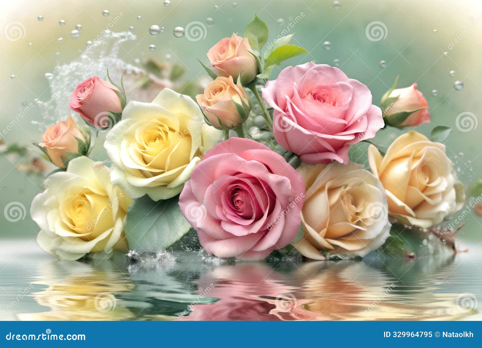 a delicate backdrop of exquisite roses.