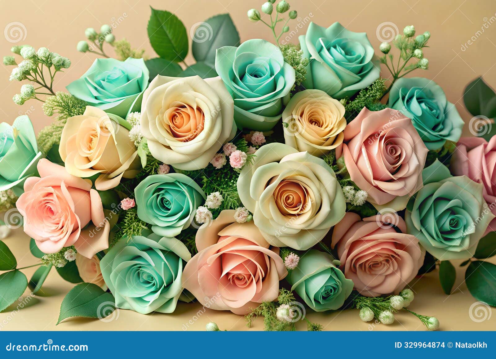 a delicate backdrop of exquisite roses.