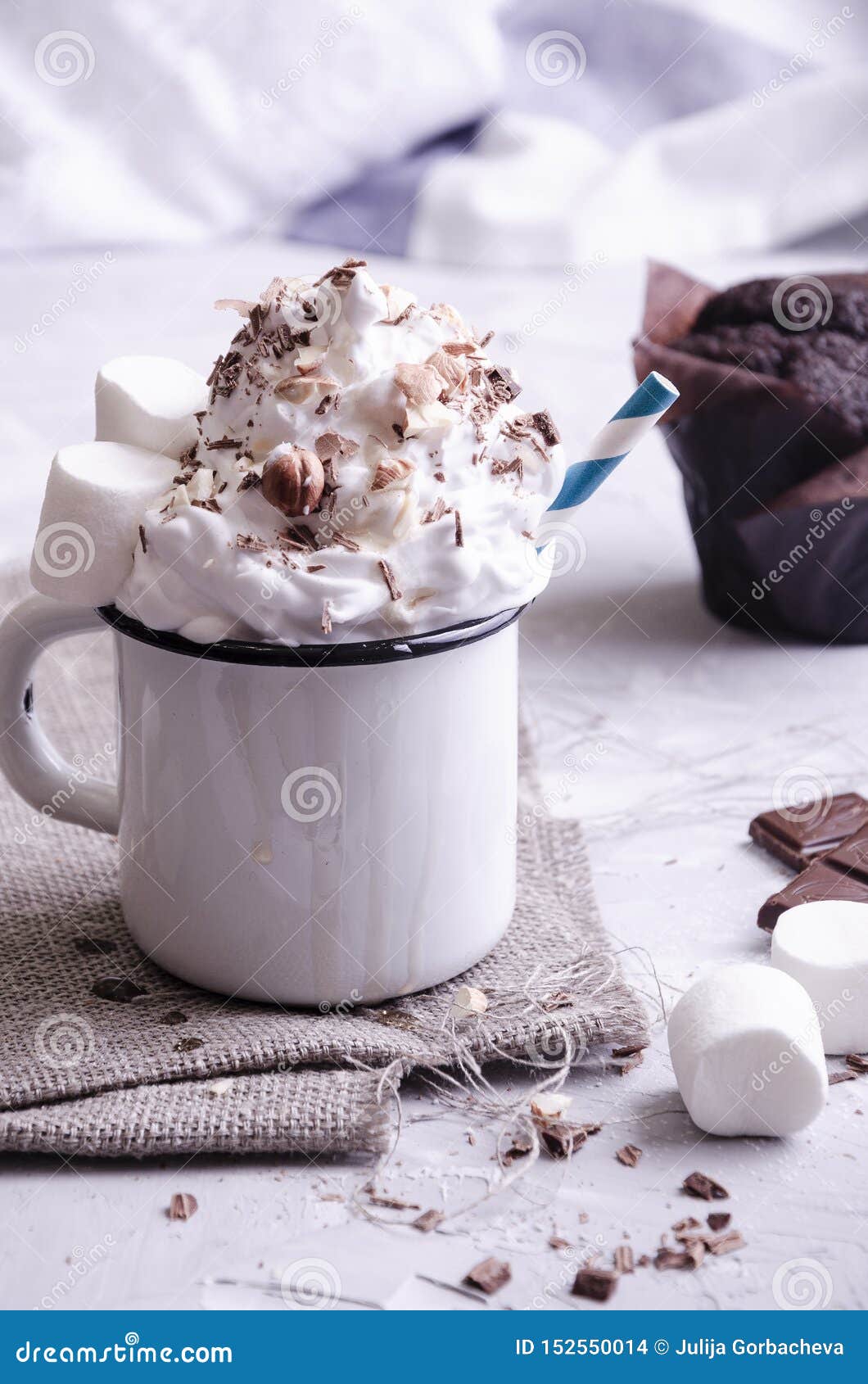 Delicate Dessert with Cream, Powdered Sugar and Berries Stock Photo