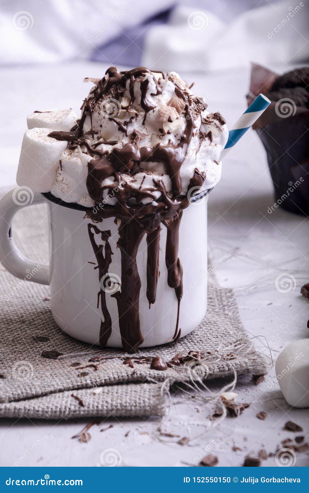 Delicate Dessert with Cream, Powdered Sugar and Berries Stock Photo