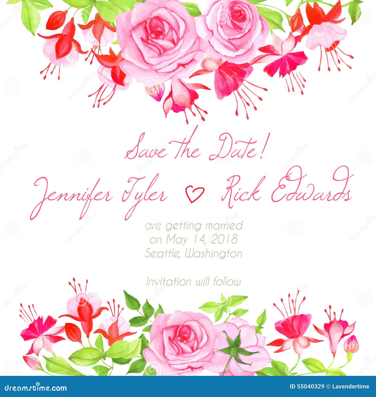 delicate fuchsia, roses floral  frame  