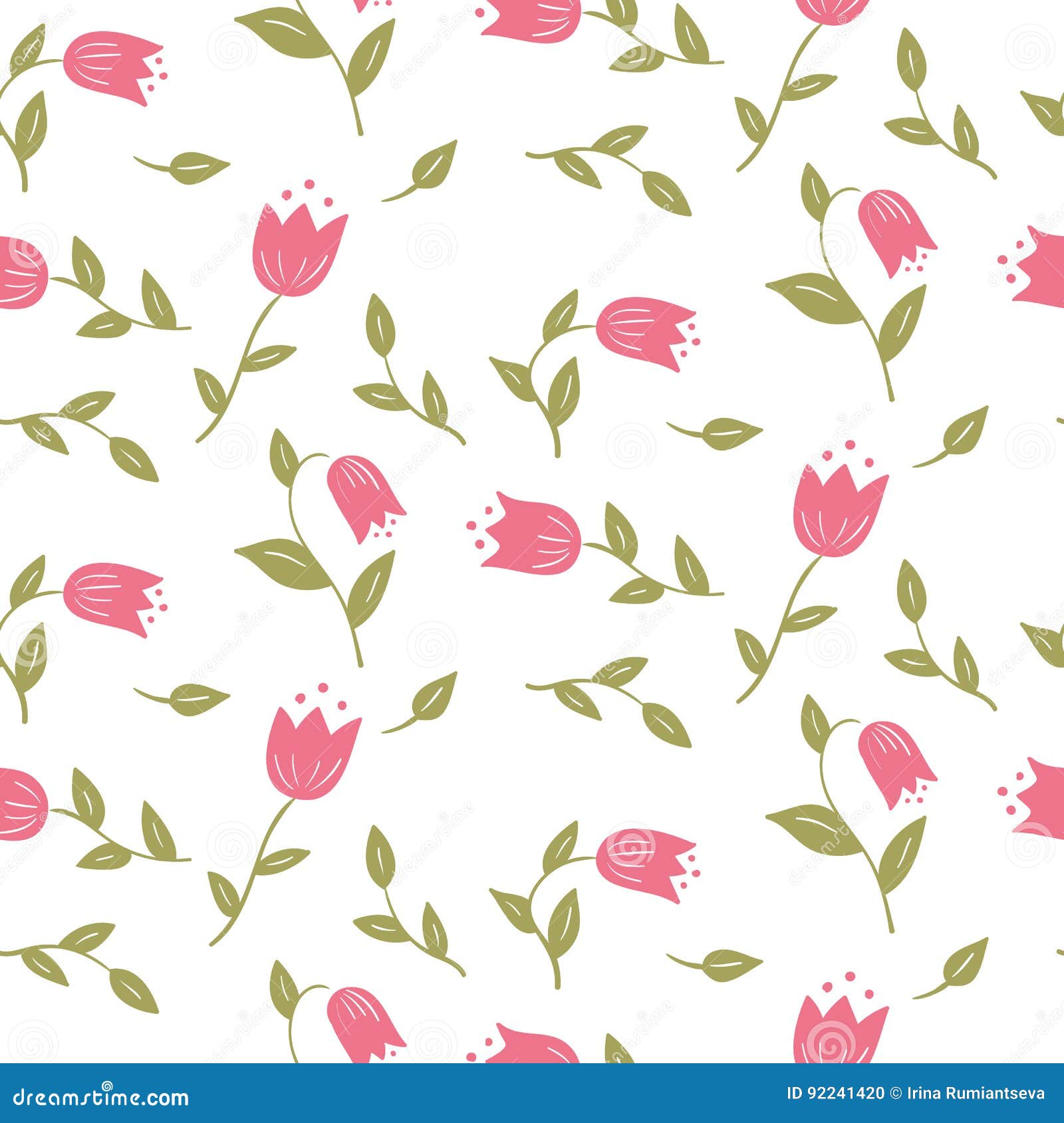 Delicate Graphic Print Small Floral Pattern Stock Illustration