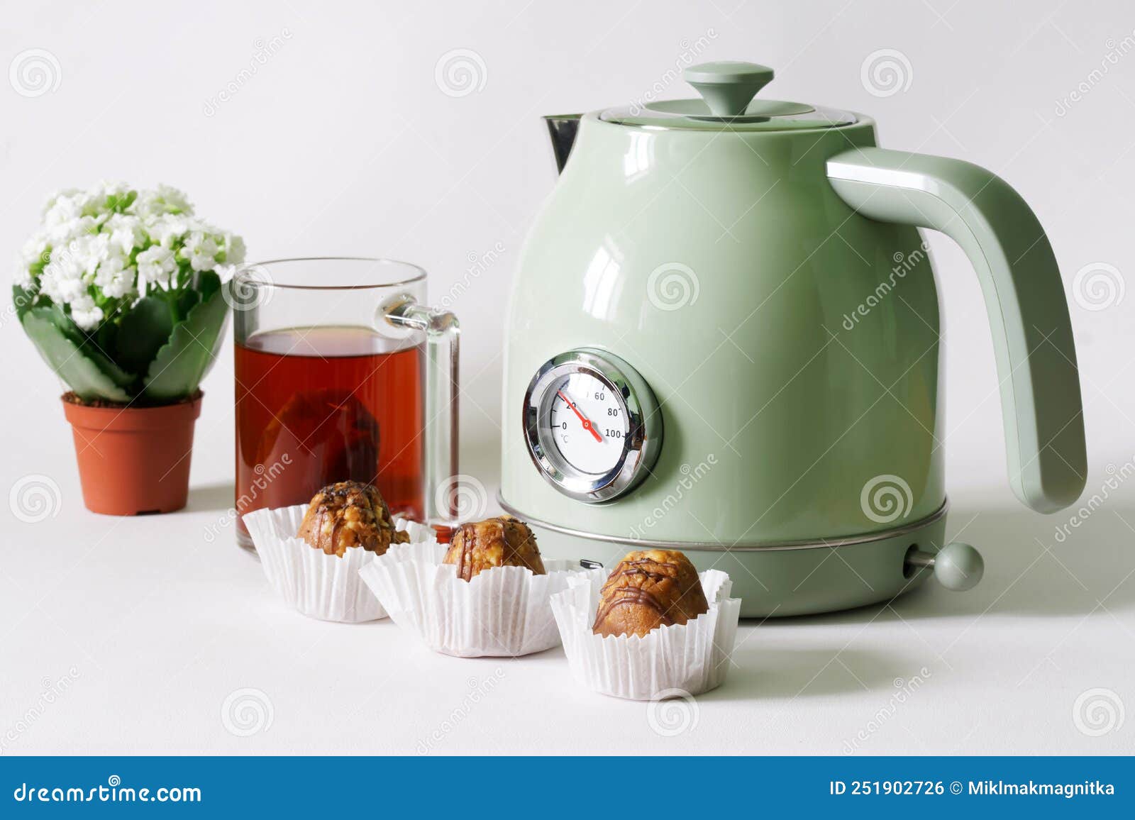 https://thumbs.dreamstime.com/z/delicate-green-vintage-teapot-thermometer-stands-next-to-cakes-mug-poured-tea-tea-bag-small-pot-white-spring-251902726.jpg