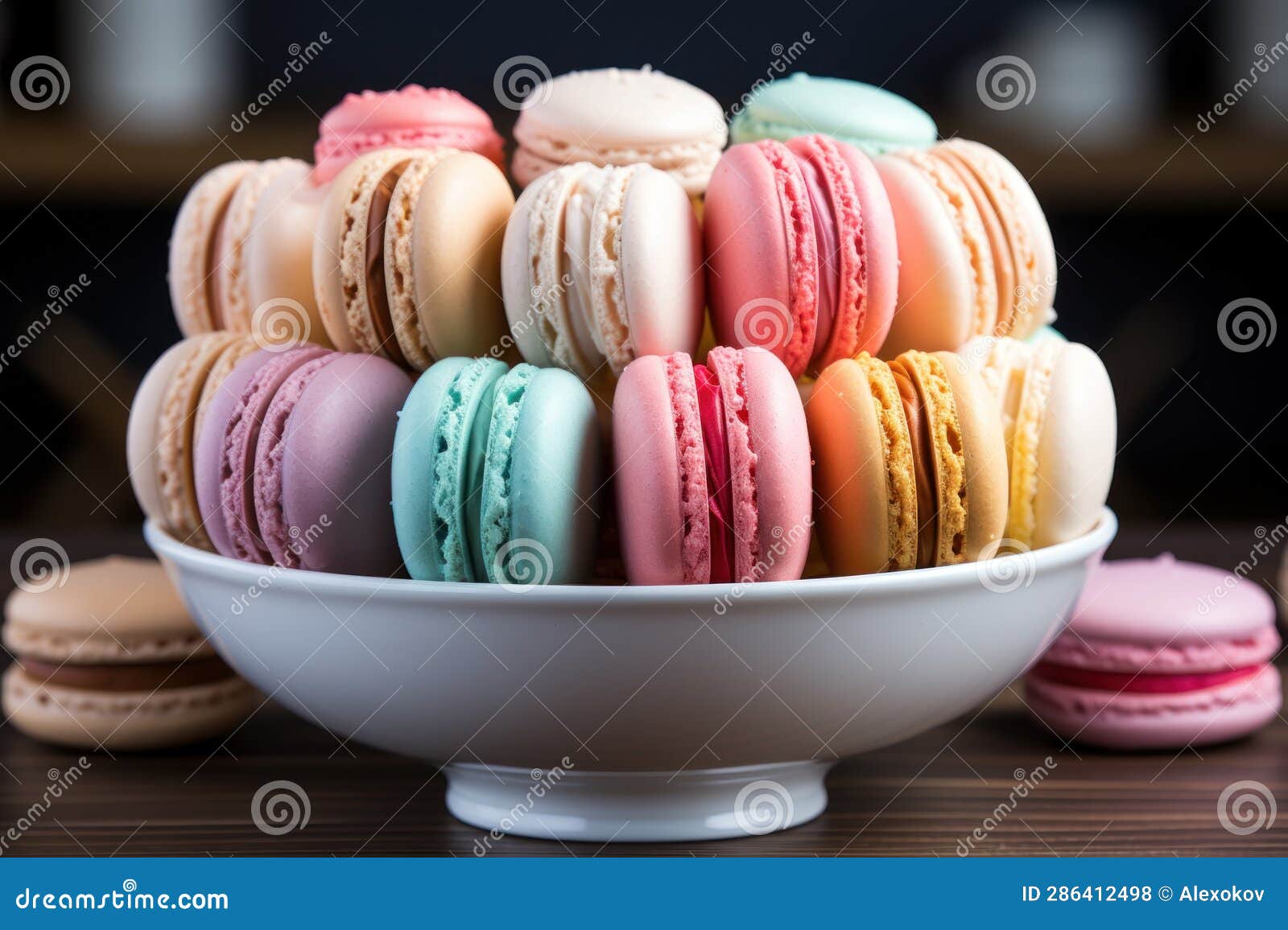 Delicate Mint Cream Macaroons on a Minimalistic Background AI