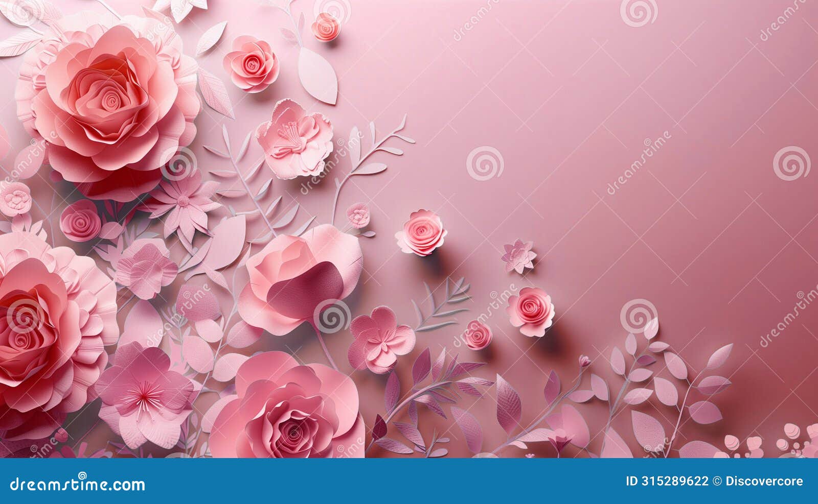 delicate paper crafted floral  on soft pink gradient