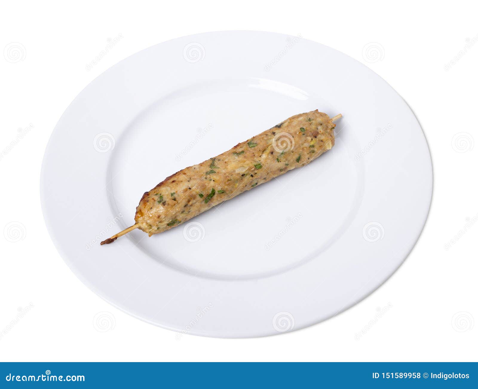 delicios chicken lula kebab on a white plate.