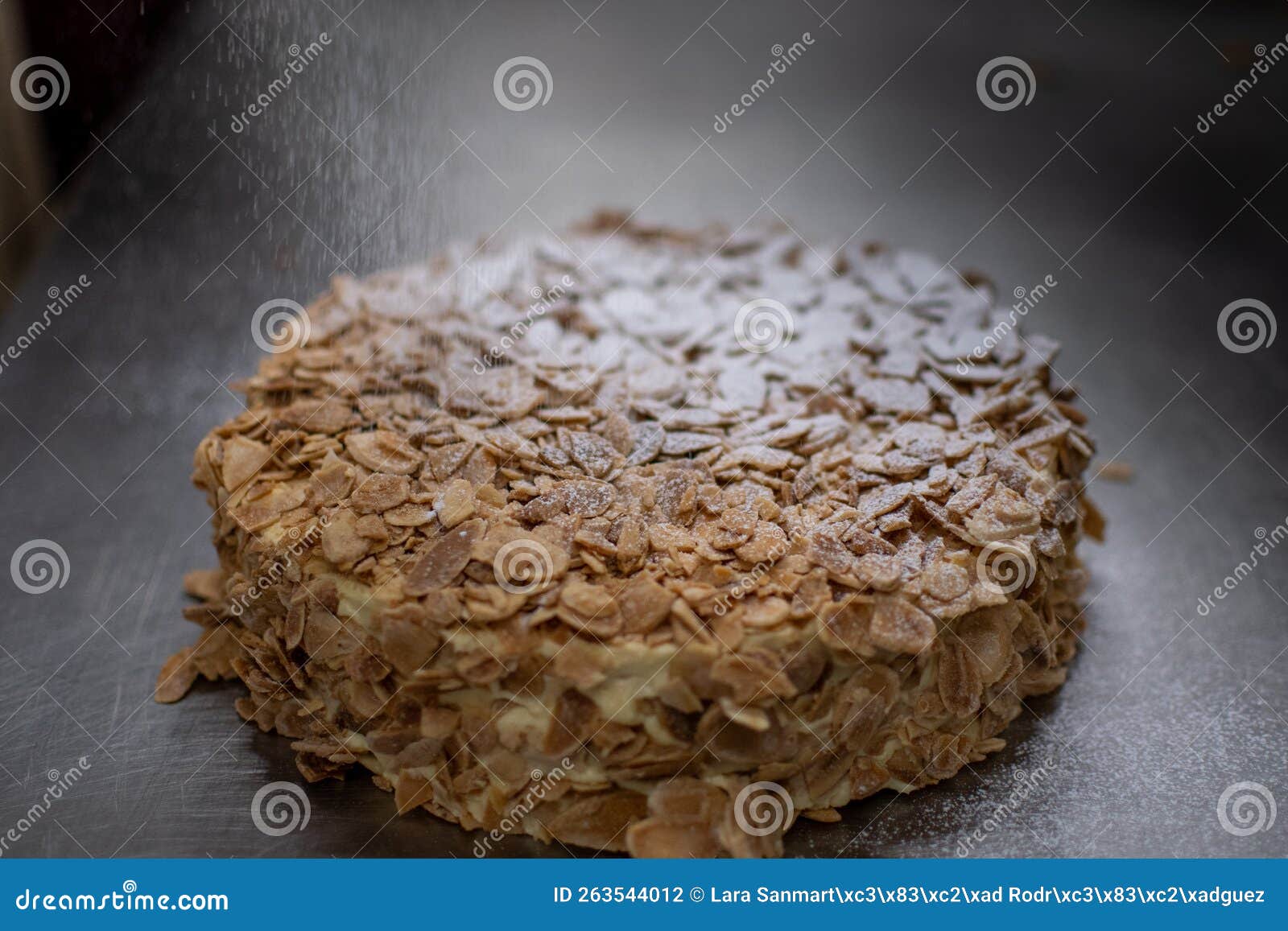 Delicious Almond Cake with Icing Sugar Stock Photo Image of bake